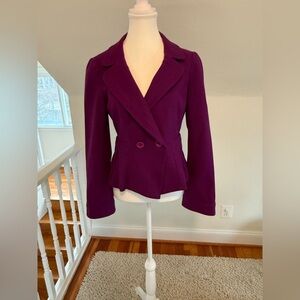 Nanette Lepore Plum Double-Breasted Peplum Blazer Size 8